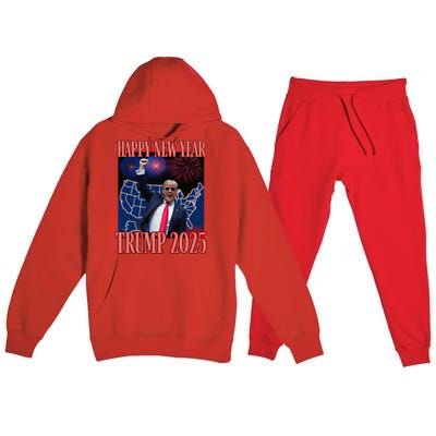 Cute Trump Happy New Year 2025 45 47 Outlaw Won Sarcasm Premium Hooded Sweatsuit Set