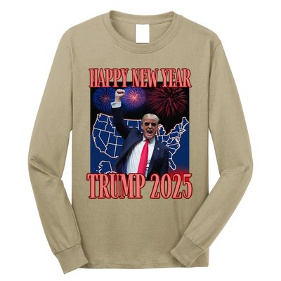 Cute Trump Happy New Year 2025 45 47 Outlaw Won Sarcasm Long Sleeve Shirt