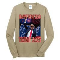 Cute Trump Happy New Year 2025 45 47 Outlaw Won Sarcasm Tall Long Sleeve T-Shirt