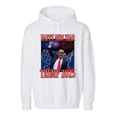 Cute Trump Happy New Year 2025 45 47 Outlaw Won Sarcasm Garment-Dyed Fleece Hoodie