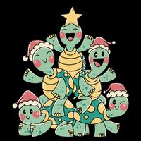 Christmas Turtles Holiday Tree Bucket Hat