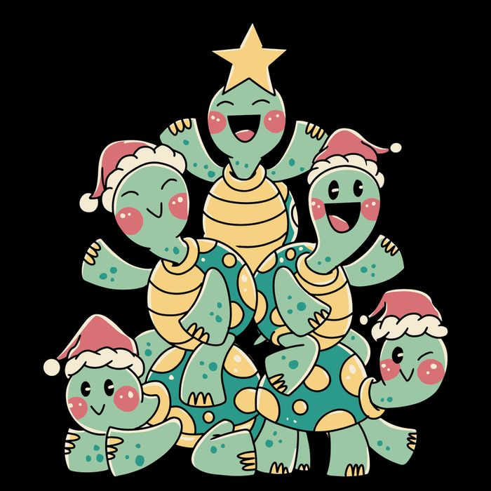 Christmas Turtles Holiday Tree Bucket Hat