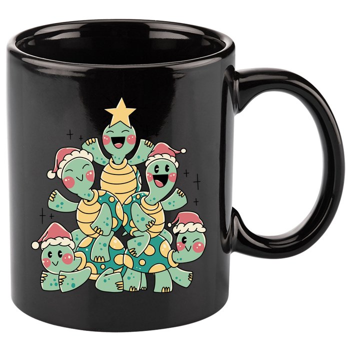 Christmas Turtles Holiday Tree 11oz C Handle Ceramic Mug