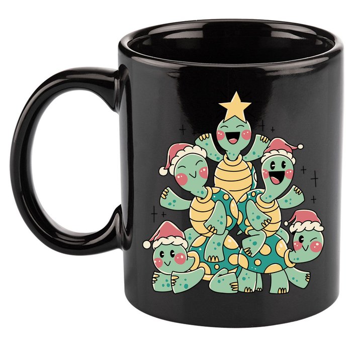 Christmas Turtles Holiday Tree 11oz C Handle Ceramic Mug