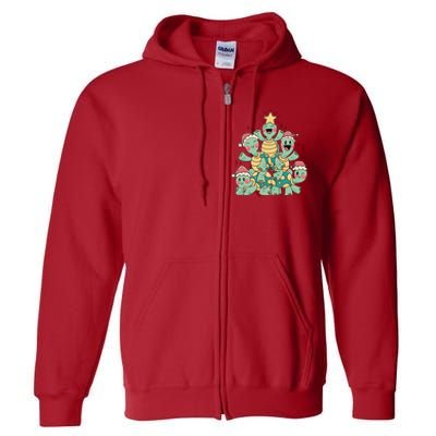 Christmas Turtles Holiday Tree Full Zip Hoodie