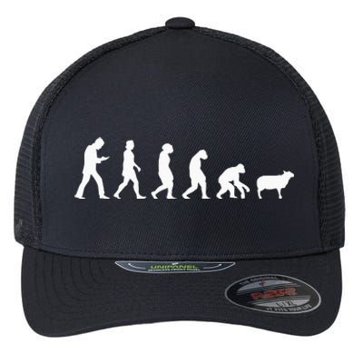 Conspiracy Theorist Human Evolution Wake Up Sheeple Sheep Flexfit Unipanel Trucker Cap