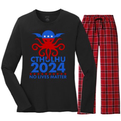 CTHULHU 2024 Election No Lives Matter Women's Long Sleeve Flannel Pajama Set 