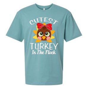 Cutest Turkey In The Flock Thanksgiving Sueded Cloud Jersey T-Shirt