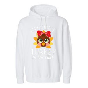 Cutest Turkey In The Flock Thanksgiving Garment-Dyed Fleece Hoodie