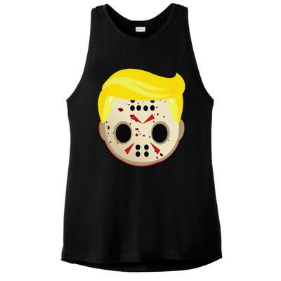 Cute Trump In Hockey Mask Funny Halloween Horror Ladies PosiCharge Tri-Blend Wicking Tank