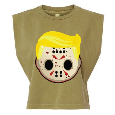 Cute Trump In Hockey Mask Funny Halloween Horror Garment-Dyed Women's Muscle Tee