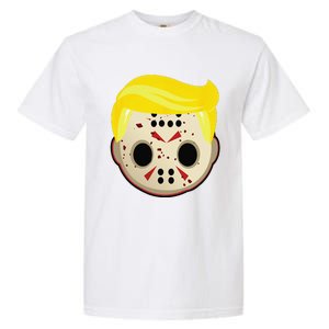 Cute Trump In Hockey Mask Funny Halloween Horror Garment-Dyed Heavyweight T-Shirt