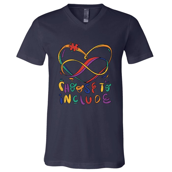 Choose To Include Autism Awareness Teacher Special V-Neck T-Shirt