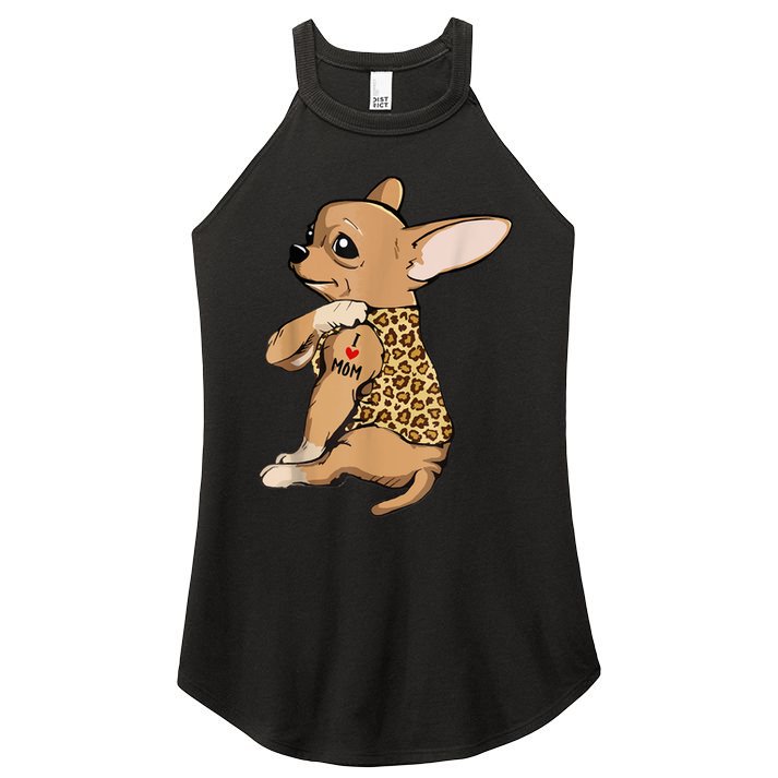 Chihuahua Tattoo I Love Mom Women's Perfect Tri Rocker Tank