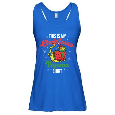 Cat This Is My Christmas Pajama Cool Gift Ladies Essential Flowy Tank