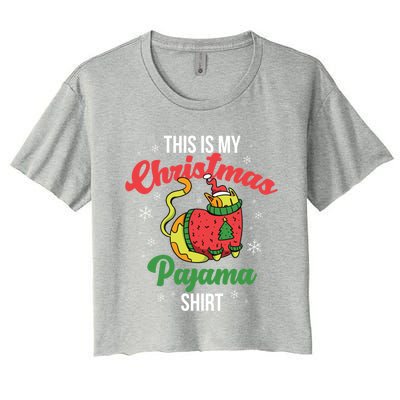 Cat This Is My Christmas Pajama Cool Gift Women's Crop Top Tee