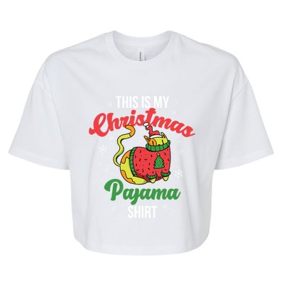 Cat This Is My Christmas Pajama Cool Gift Bella+Canvas Jersey Crop Tee