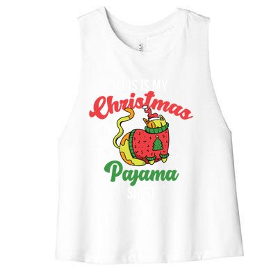 Cat This Is My Christmas Pajama Cool Gift Women's Racerback Cropped Tank