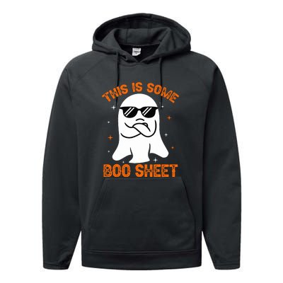 Cue This Is Some Boo Sheet Ghost Retro Halloween Costume Gift Performance Fleece Hoodie