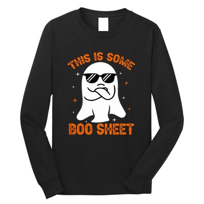 Cue This Is Some Boo Sheet Ghost Retro Halloween Costume Gift Long Sleeve Shirt