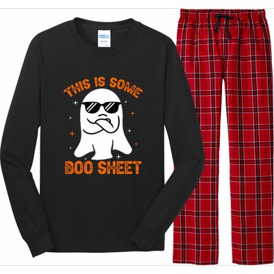 Cue This Is Some Boo Sheet Ghost Retro Halloween Costume Gift Long Sleeve Pajama Set