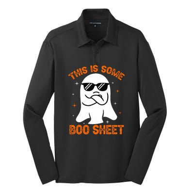 Cue This Is Some Boo Sheet Ghost Retro Halloween Costume Gift Silk Touch Performance Long Sleeve Polo