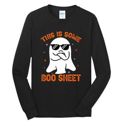 Cue This Is Some Boo Sheet Ghost Retro Halloween Costume Gift Tall Long Sleeve T-Shirt