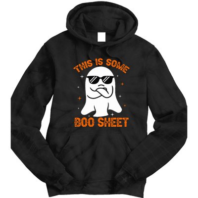 Cue This Is Some Boo Sheet Ghost Retro Halloween Costume Gift Tie Dye Hoodie