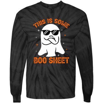 Cue This Is Some Boo Sheet Ghost Retro Halloween Costume Gift Tie-Dye Long Sleeve Shirt