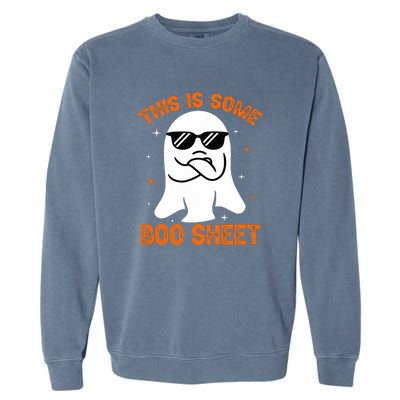 Cue This Is Some Boo Sheet Ghost Retro Halloween Costume Gift Garment-Dyed Sweatshirt