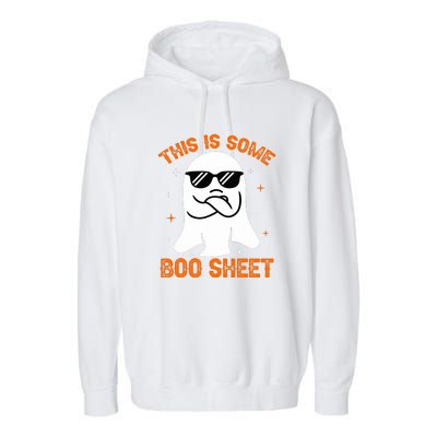 Cue This Is Some Boo Sheet Ghost Retro Halloween Costume Gift Garment-Dyed Fleece Hoodie