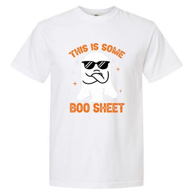 Cue This Is Some Boo Sheet Ghost Retro Halloween Costume Gift Garment-Dyed Heavyweight T-Shirt