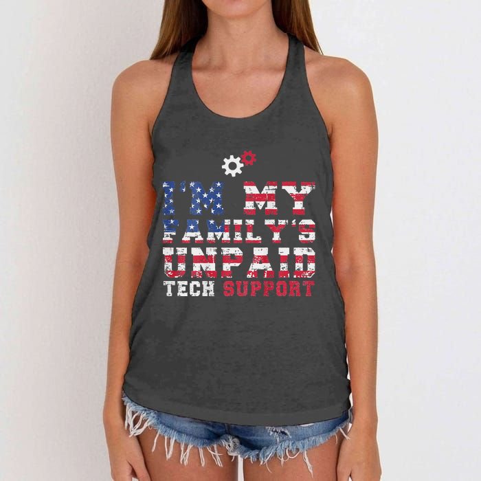 Computer Tech IM My FamilyS Unpaid Tech Support Women's Knotted Racerback Tank