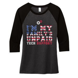 Computer Tech IM My FamilyS Unpaid Tech Support Women's Tri-Blend 3/4-Sleeve Raglan Shirt