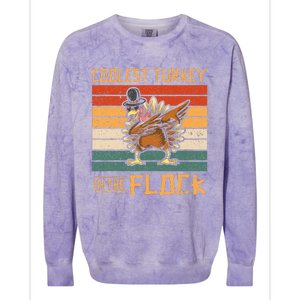 Coolest Turkey In The Flock Funny Thanksgiving Turkey Trot Colorblast Crewneck Sweatshirt