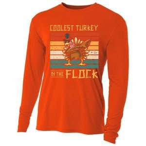 Coolest Turkey In The Flock Funny Thanksgiving Turkey Trot Cooling Performance Long Sleeve Crew