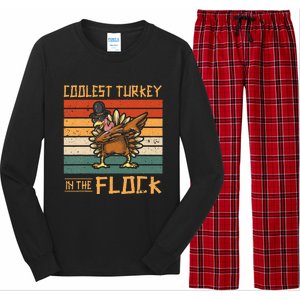 Coolest Turkey In The Flock Funny Thanksgiving Turkey Trot Long Sleeve Pajama Set