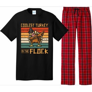 Coolest Turkey In The Flock Funny Thanksgiving Turkey Trot Pajama Set