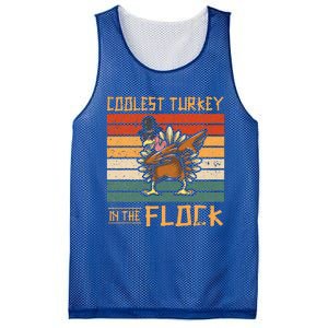 Coolest Turkey In The Flock Funny Thanksgiving Turkey Trot Mesh Reversible Basketball Jersey Tank