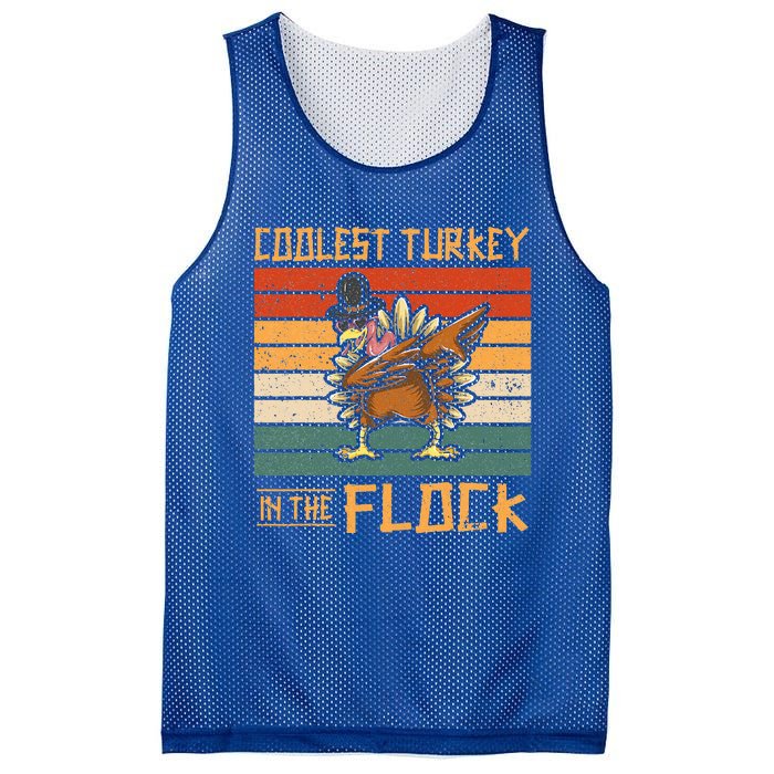 Coolest Turkey In The Flock Funny Thanksgiving Turkey Trot Mesh Reversible Basketball Jersey Tank