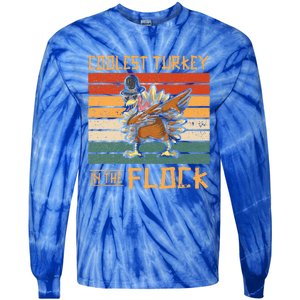 Coolest Turkey In The Flock Funny Thanksgiving Turkey Trot Tie-Dye Long Sleeve Shirt