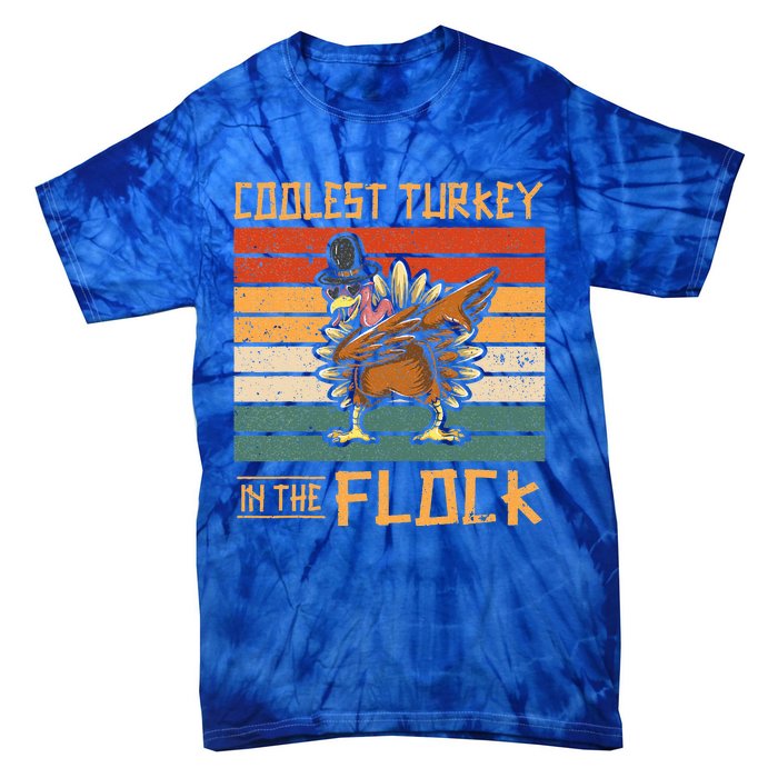 Coolest Turkey In The Flock Funny Thanksgiving Turkey Trot Tie-Dye T-Shirt