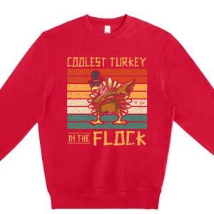 Coolest Turkey In The Flock Funny Thanksgiving Turkey Trot Premium Crewneck Sweatshirt