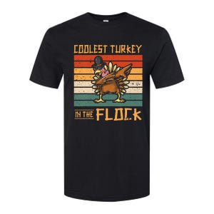 Coolest Turkey In The Flock Funny Thanksgiving Turkey Trot Softstyle CVC T-Shirt