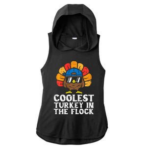 Coolest Turkey In The Flock Thanksgiving Ladies PosiCharge Tri-Blend Wicking Draft Hoodie Tank