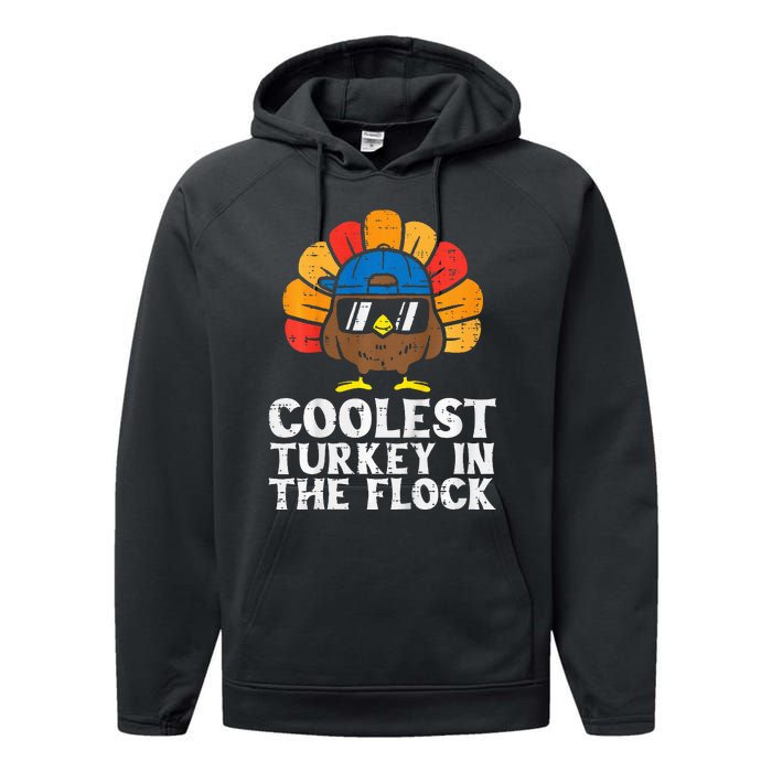 Coolest Turkey In The Flock Thanksgiving Performance Fleece Hoodie