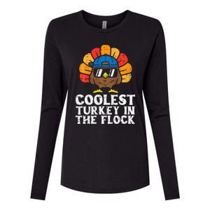 Coolest Turkey In The Flock Thanksgiving Womens Cotton Relaxed Long Sleeve T-Shirt