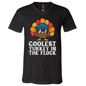 Coolest Turkey In The Flock Thanksgiving V-Neck T-Shirt