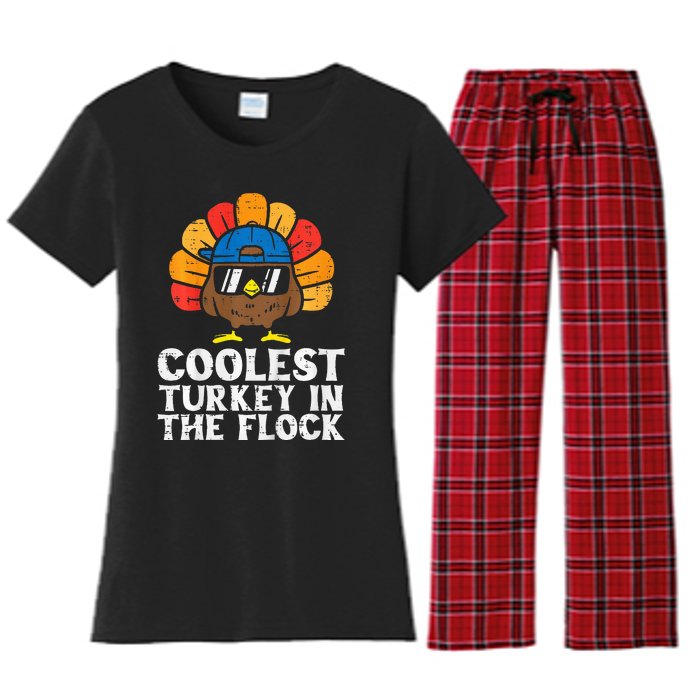 Coolest Turkey In The Flock Thanksgiving Women's Flannel Pajama Set