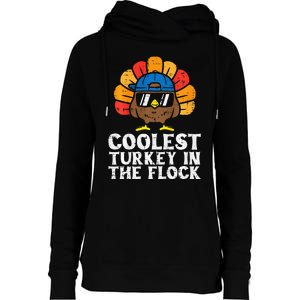 Coolest Turkey In The Flock Thanksgiving Womens Funnel Neck Pullover Hood